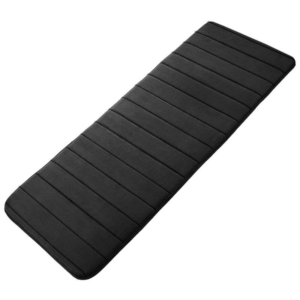 Memory Foam Bath Mat Absorbent Soft Runner Floor Mat 16" x 47" Black